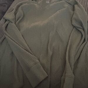 Olive Green Waffle Knit Sweater American eagle
